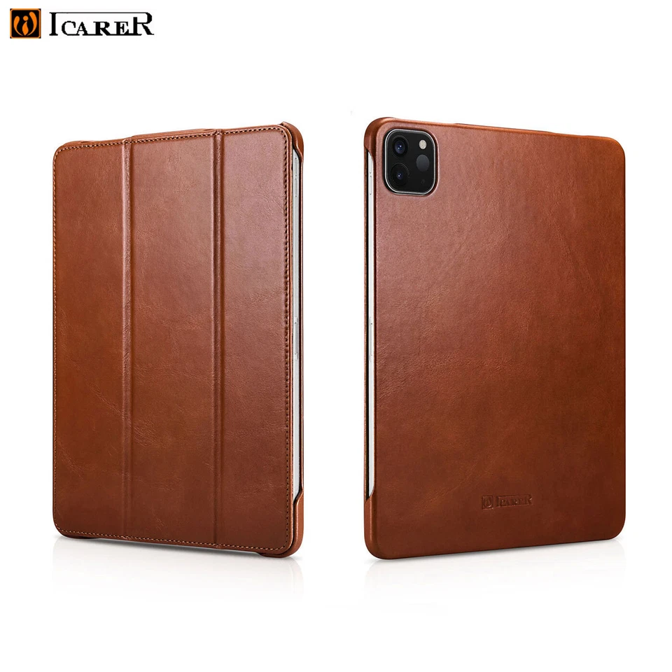 NEW Luxury ICARER GENUINE Leather Tri-Fold Stand Smart Case Cover For Apple iPad - Image 2 of 4