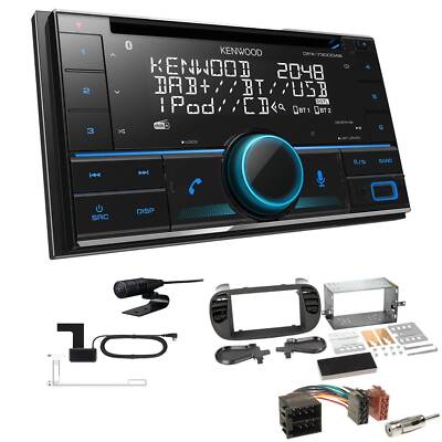 Kenwood DPX-7300DAB Autoradio Bluetooth DAB+ für Fiat 500 ab 2007 schwarz