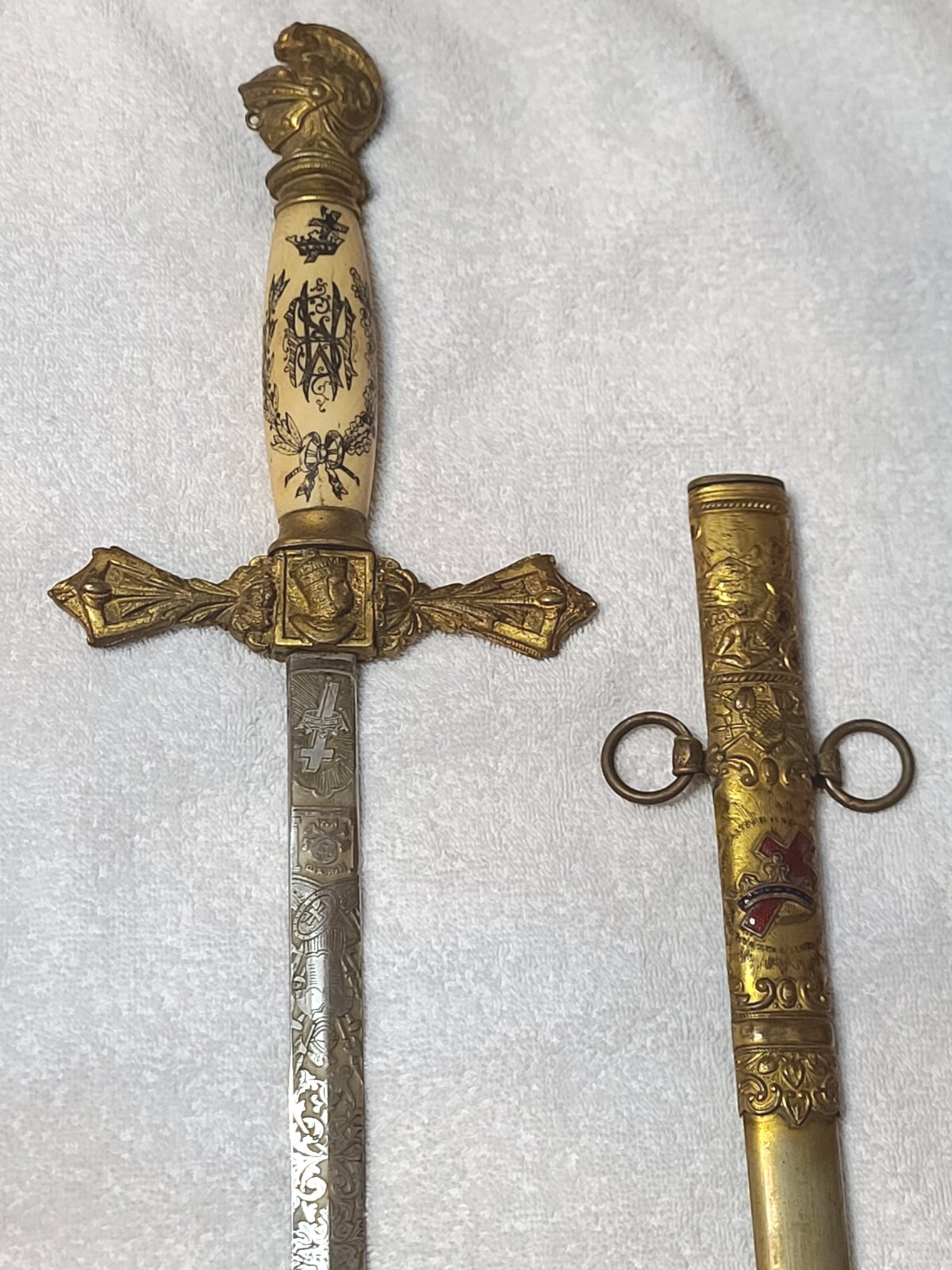 Antique Masonic Knights Templar K.T. Ornate 'Named' Victorian