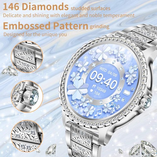 Smartwatch Damen mit Telefonfunktion Armbanduhr Watch für iPhone Samsung Huawei - Afbeelding 2 van 8