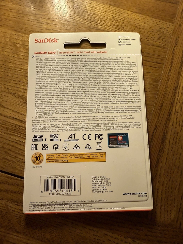 Cartão de memória e adaptador SanDisk Ultra Micro SD 32GB classe 10 SDHC SDXC - Imagem 2 de 2