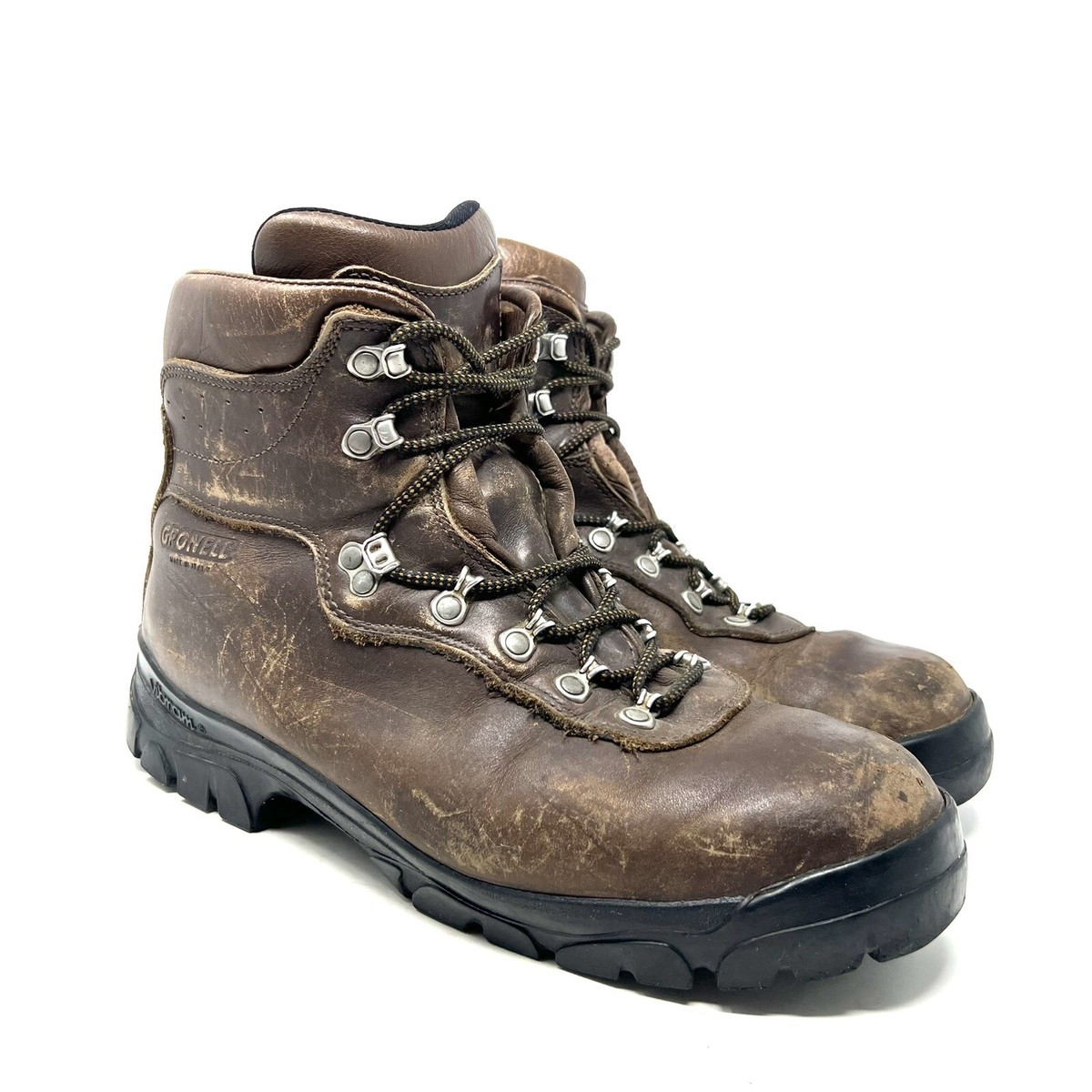Vintage Gronell Mens Hiking Boots Size 45 11.5 Brown Lace Up  display picture 1