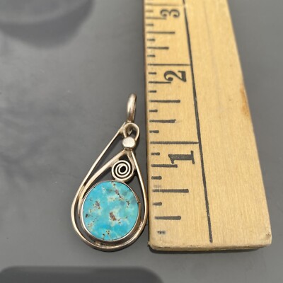 Navajo Robert Platero RP Sterling Silver Turquoise Swirl 925
