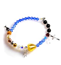 Bracciale Palline Swarovski e croce argento- Vita di Gesù- MADE IN ITALY-
