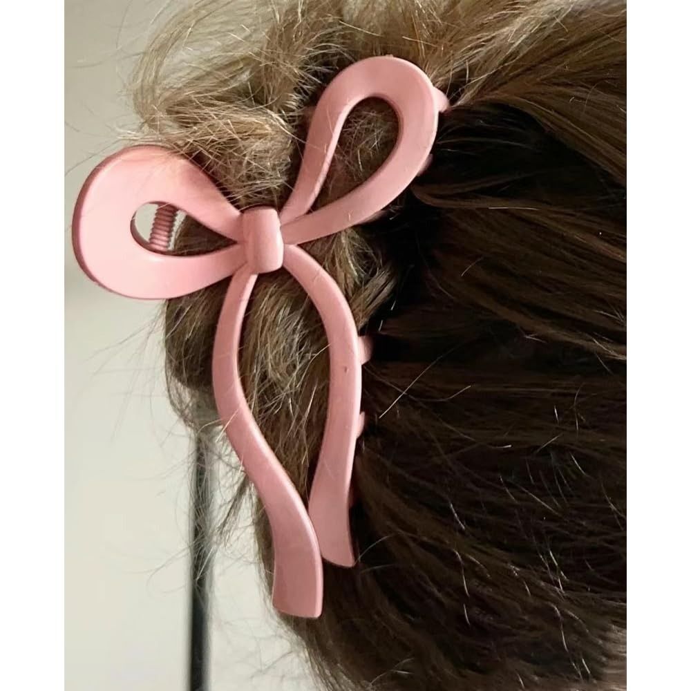 Trendy Large Hair Claw Strong Grip Hair Clips Pink Ribbon Clips for ...