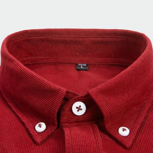 Camisa de pana vintage para hombre manga larga cuello abotonado para el torso retro informal - Imagen 3 de 12