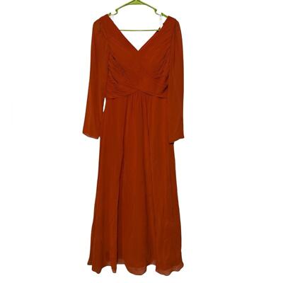 Azazie Paprika Burnt Irange Chiffon Modest Bridesmaid DressSize XS | eBay