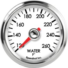 Speedhut 2-116 52mm Water Temp Gauge 120-260f White Facenumbers Glow Blue Speedhut 2-116 52mm Water Temp Gauge 120-260f White Facenumbers Glow Blue