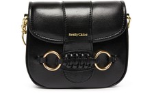 See By Chloe Hb Women Saddie Logo Detachable Strap Shoulder Leather Bag Black Os