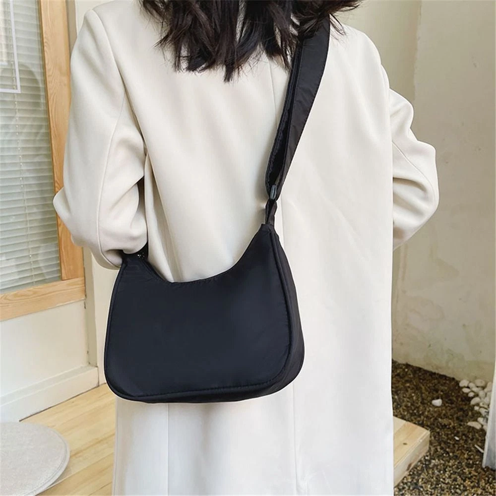 Women Nylon Casual Pure Color Shoulder Bag Handbags Underarm Bag Sling
