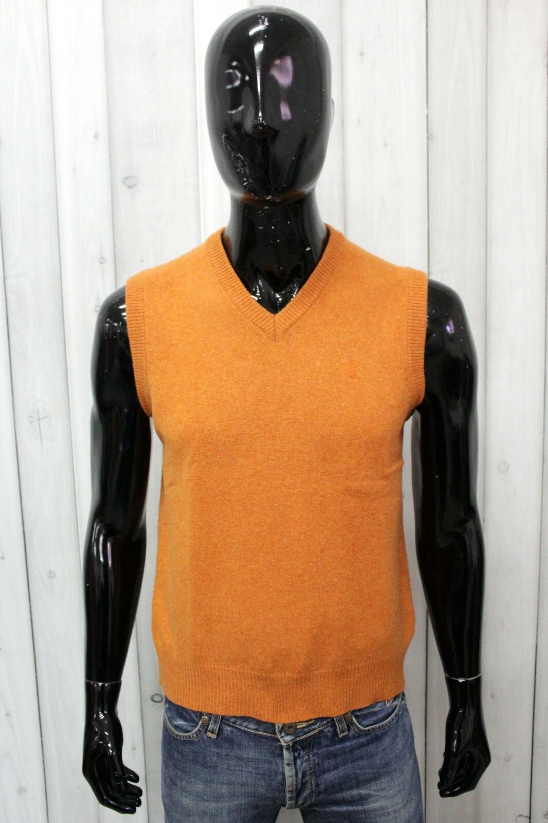 Marina Yachting Men's Sweater Size M Orange Wool Pullover Sleeveless