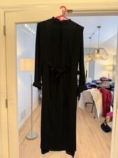 Stella McCartney Black Maxi Dress Long Sleeve Belted Mock Neck Size