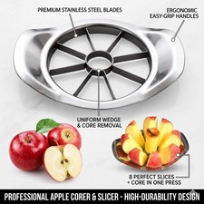 Apple Slicer and Corer - 12 Blade Extra Large, Stainless Steel Apple Cutter - He