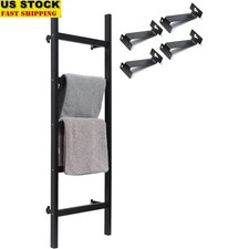 Wall Mounted Wooden Blanket Ladder Rustic Quilt Holder Towel Rack Living Room US