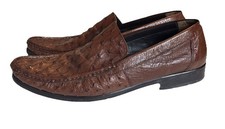 Mezlan Andre Mens Size 12 Full Quill Ostrich Shoes Brown Moc Toe Loafers Spain