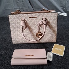 Michael Kors Sheila Satchel Crossbody & Jet Set Wallet Powder Blush NWT Gift