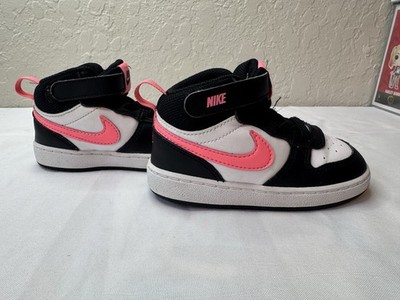 Nike Girls Court Borough Mid 2 Black/Sunset Pulse- White Sneaker - size 7.5