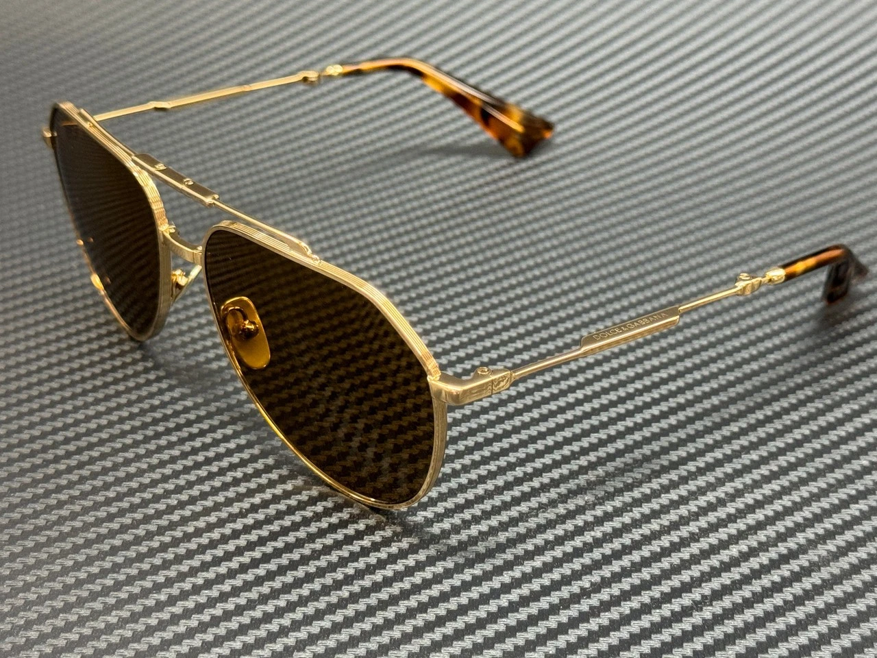 Dolce Gabbana — DOLCE & GABBANA DG2302 02 53 Gold Brown Folding Unisex 60 mm Sunglasses