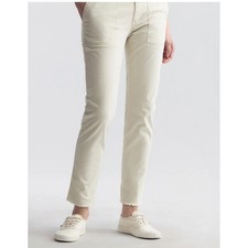 Nili Lotan Women's 8 Jenna Cotton Pant Stone White Raw Hem Patch Pocket Trousers