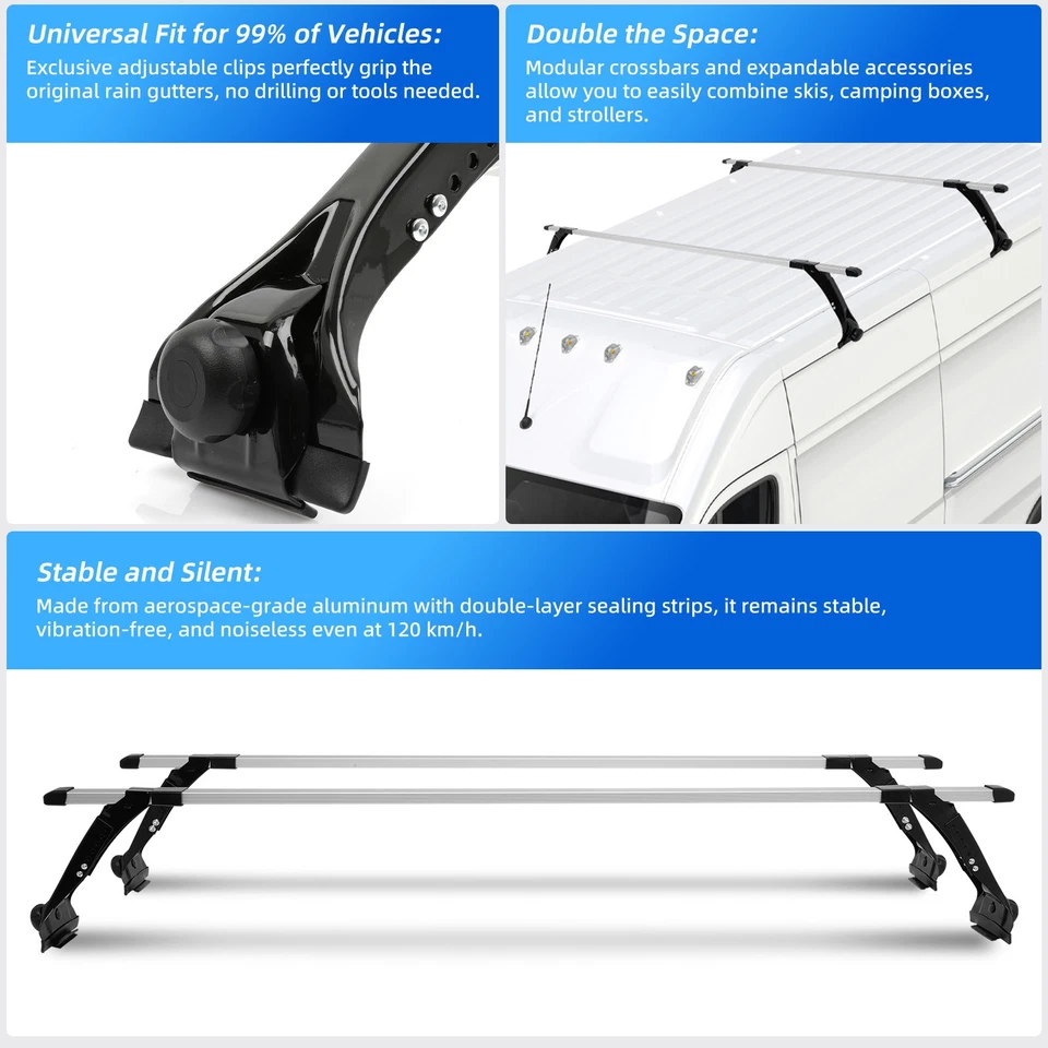 63" Van Roof Ladder Rack Cross Bar Cargo Carrier Aluminum For Suzuki SJ410 SJ430 - Image 4 of 4