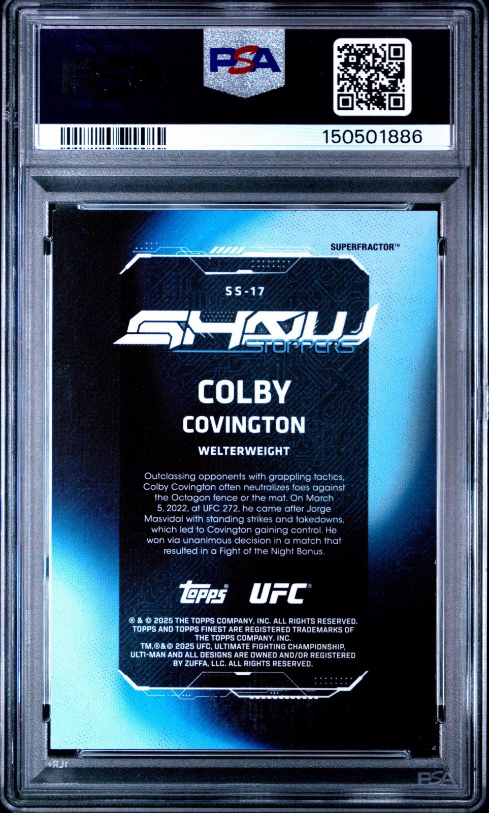 2025 Topps Finest UFC Colby Covington Vinyl Superfractor PSA 8 TRUE 1/1 view 2
