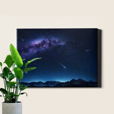 Arched Milky Way Meteor Shower Canvas Print Night Sky Starfield Landscape