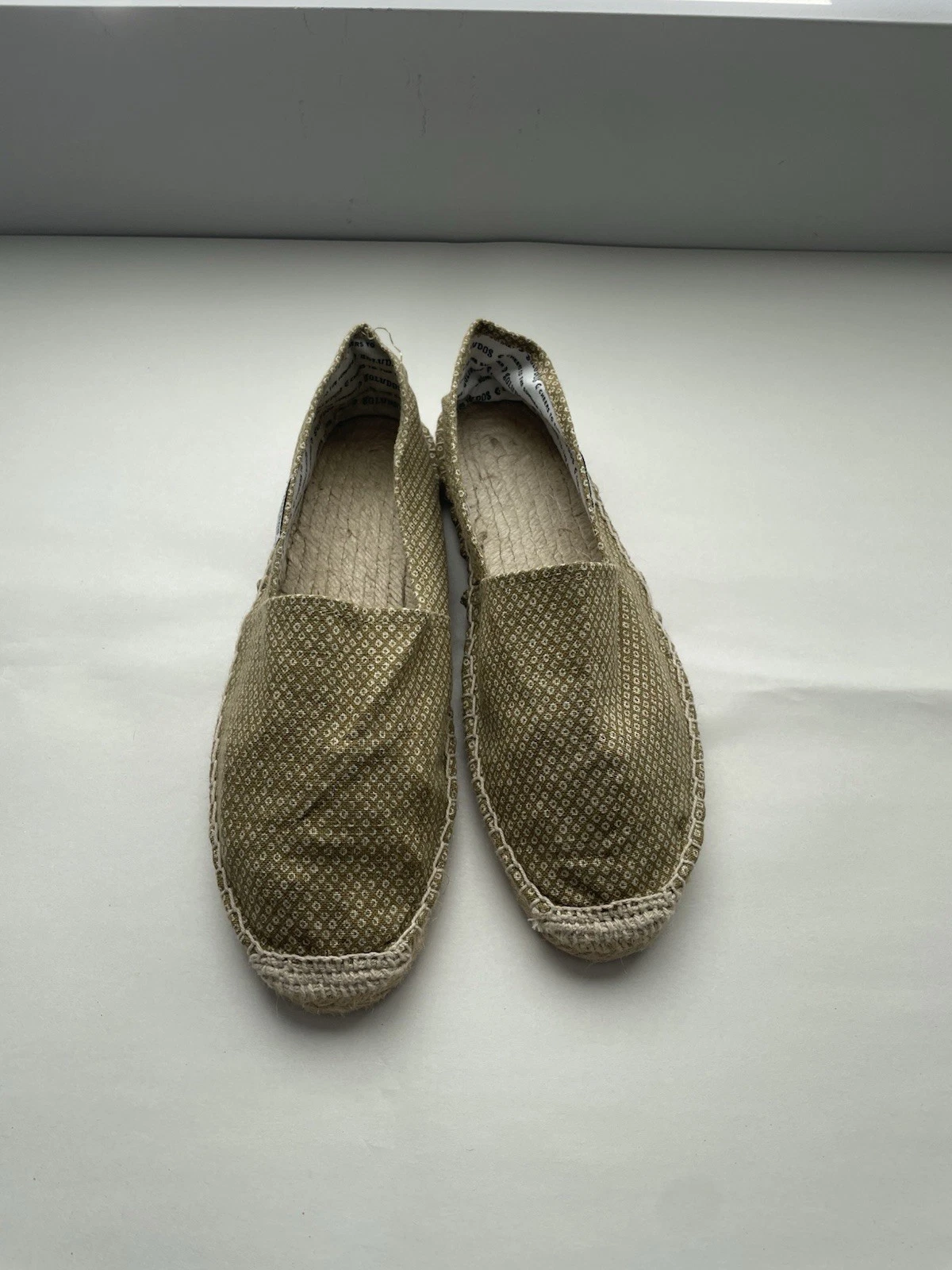 Soludos Shoes Womens 10.5 Dali Slip On Flats Espadrille Brown Geometric Vacation