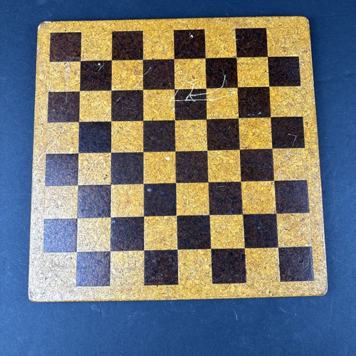 Vintage Antique Double Sided Checker Chess Board made of Cork Board w/ Checkers - Picture 4 of 22