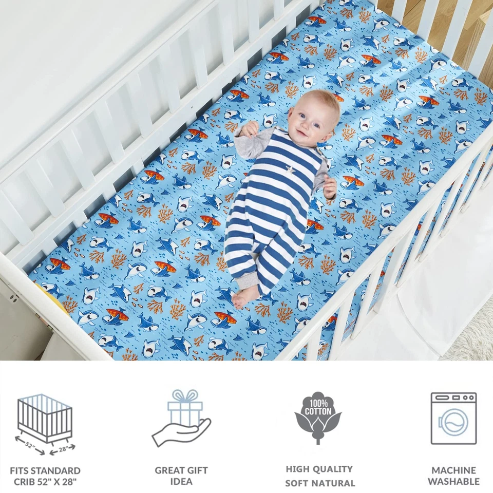 Juegos de cama Ocean de 3 piezas para cuna para niños o niñas 100 % algodón peces marinos coral... Foto 3 de 4