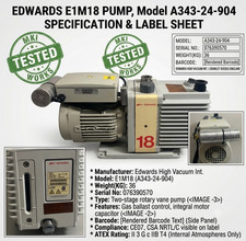 Edwards E1M18 Single Stage Rotary Vane Vacuum Pump 208V A34324904
