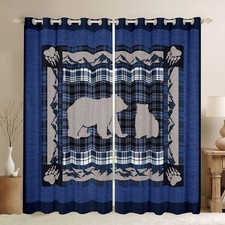 Cabin Bear Darkening Dreapes Kids Wild Animal Curtains for Bedroom Living Rus...