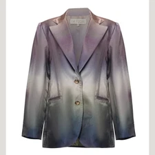 NWT La Fuori Belleza Audan Ombré Oversized 100% silk Blazer Jacket XL