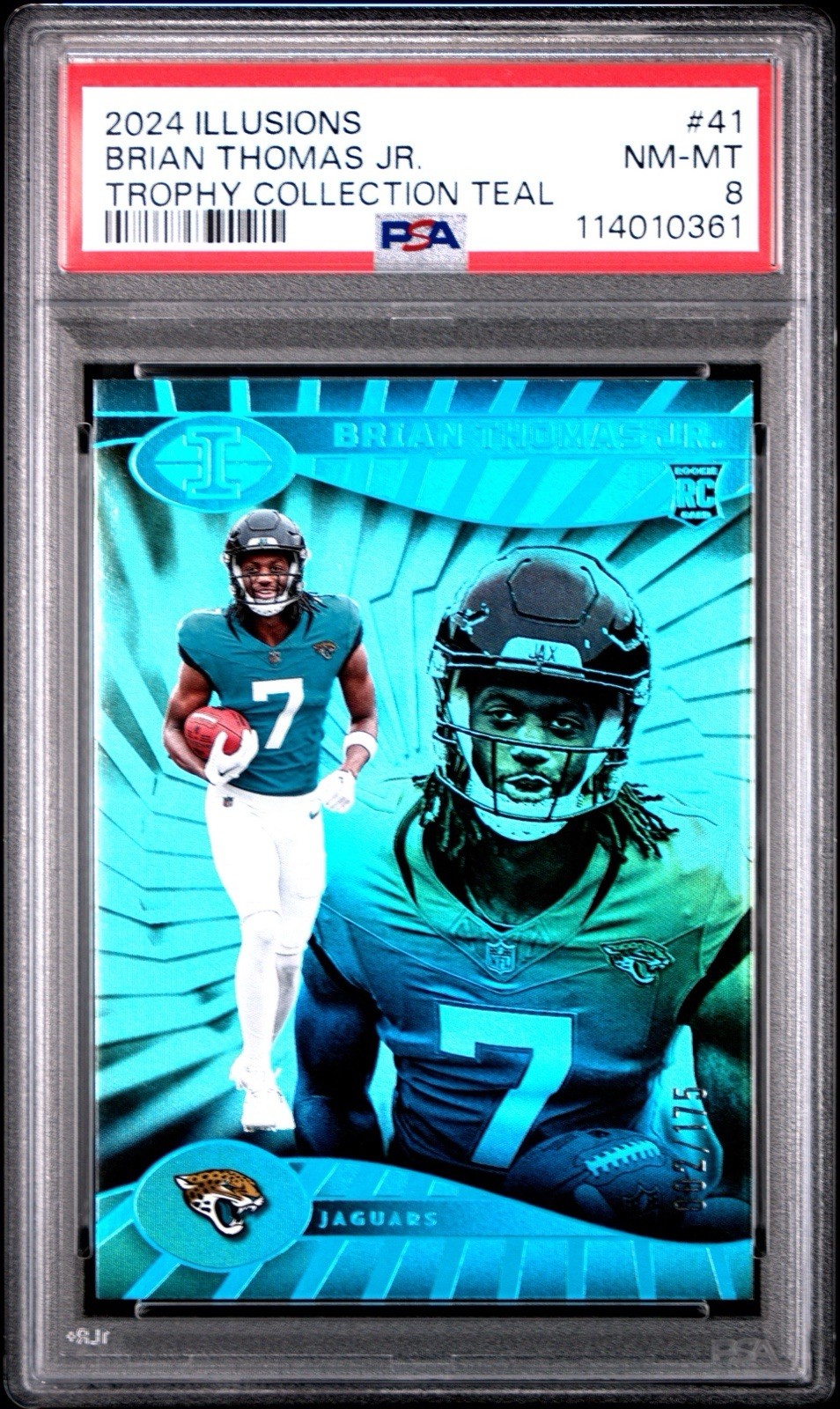 2024 Illusions Brian Thomas Jr /175 Rookie Teal Trophy Collection RC #41 NM-MT