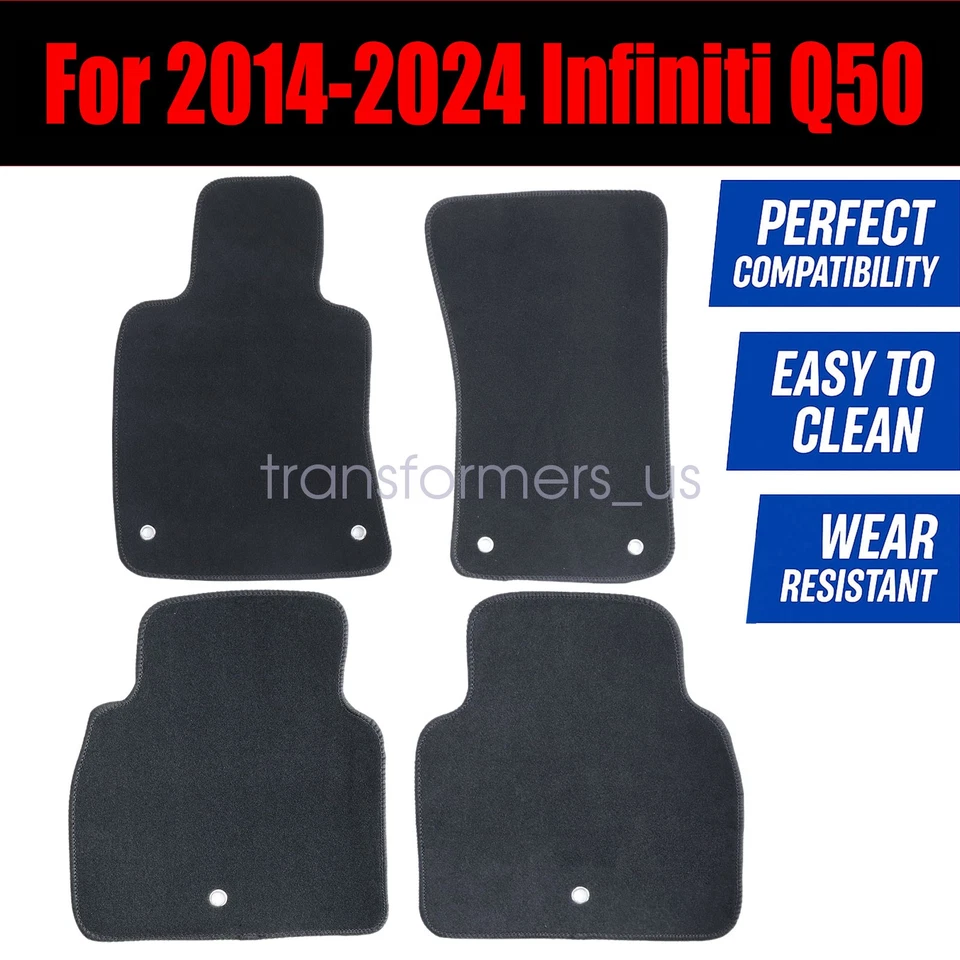 Alfombrillas de terciopelo de repuesto delanteras-traseras 2014-2024 para Infiniti Q50 4 puertas Foto 3 de 4