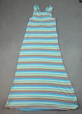 Ralph Lauren Maxi Dress Girls 8 10 Blue Striped Sleeveless Full Length Vacation