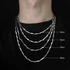 18-24" Titanium Steel Silver Chain hip hop Mens Handmade Rhombus Necklace