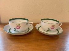 HEREND Mn0536 Rose Clover Cup Saucer Set Of 2