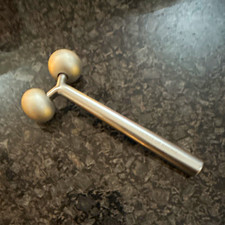 Silver Metal Dual Roller Body Massage Stick Manual Handheld Face Body