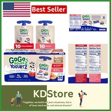 Kids Yogurt Snack Pouches Pack of 20 3oz Strawberry  Peach No Fridge Needed