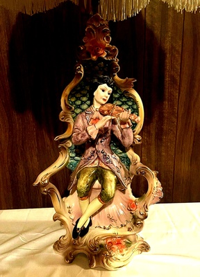 CAPODIMONTE カポディモンテ ピエロ人形 ヴァイオリン演奏 イタリア製 陶器置物 約40cm インテリア オブジェ 260217-9A CAPODIMONTE カポディモンテ ピエロ人形 ヴァイオリン演奏 イタリア製