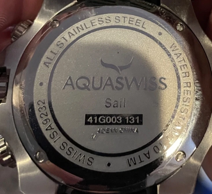 Aquaswiss帆手表男士41G003瑞士机芯100米不锈钢盒 — 第 4/4 张图片