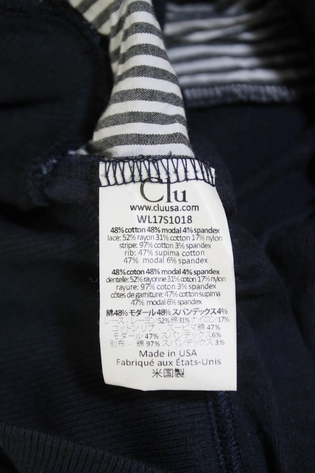 Sudadera pulóver de manga a rayas de algodón azul talla M Clu para mujer Foto 4 de 4