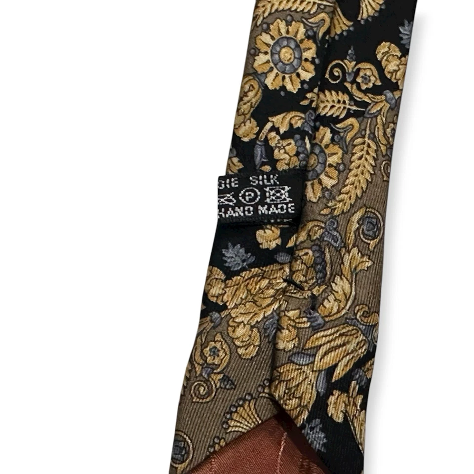 Corbata de Seda Christian Dior Estampado Floral Barroco Hecha en Francia 9,0 cm Excelente Foto 3 de 4