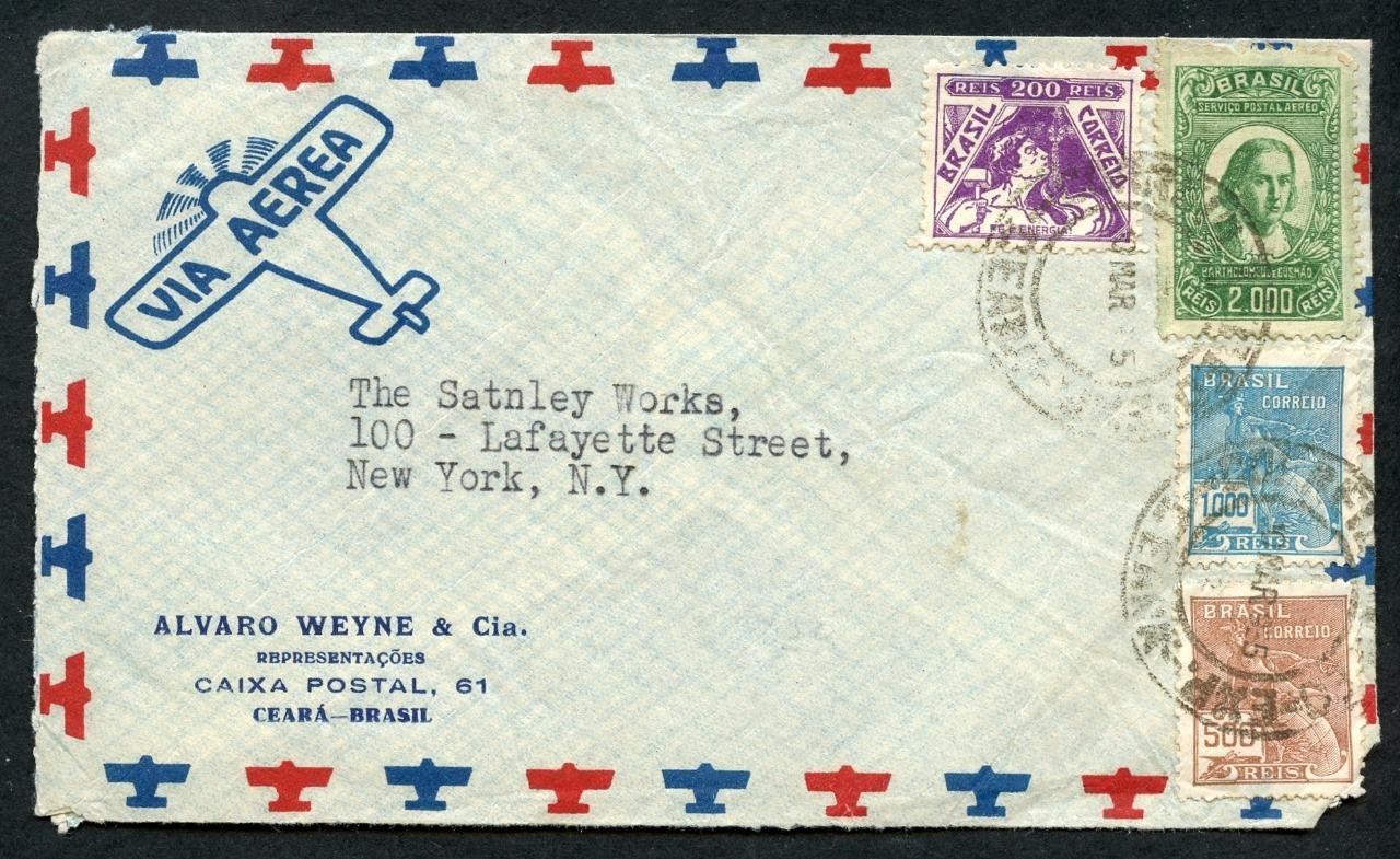 #1839- BRAZIL 1935 - AIRMAIL COVER - CEARÁ TO NEW YORK