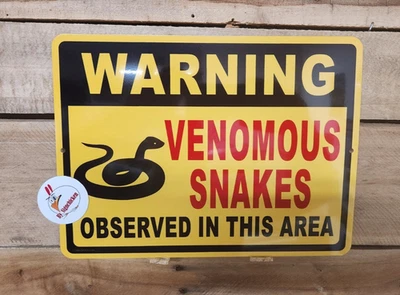 SIGN CHICKEN WARNING VENOMOUS SNAKES, Sign, traps, trapping, hunting, snakes, hiking, warning