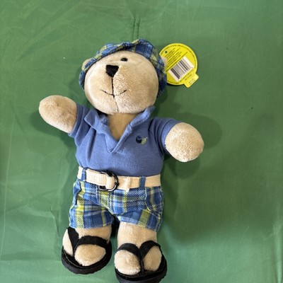 Vintage 2007 STARBUCKS Bearista 63rd Ed Preppy Plaid Summer Vacation Bear Blue