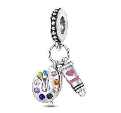 Charm Perle für Armband Farbpalette S925 Sterling Silber für Anhänger Geschenk Kunst