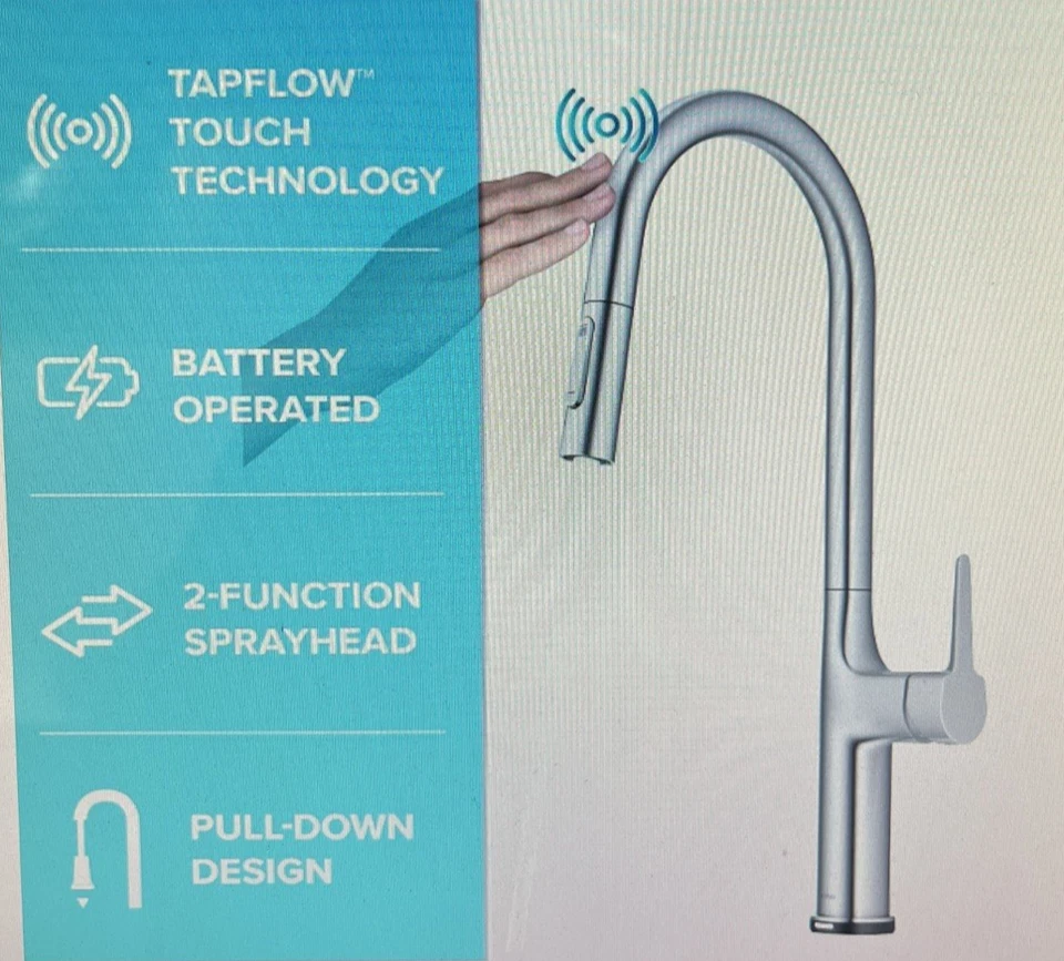 Grifo de fregadero de cocina Kraus KTF-3101SFS Oletto moderno de un solo mango Foto 2 de 4