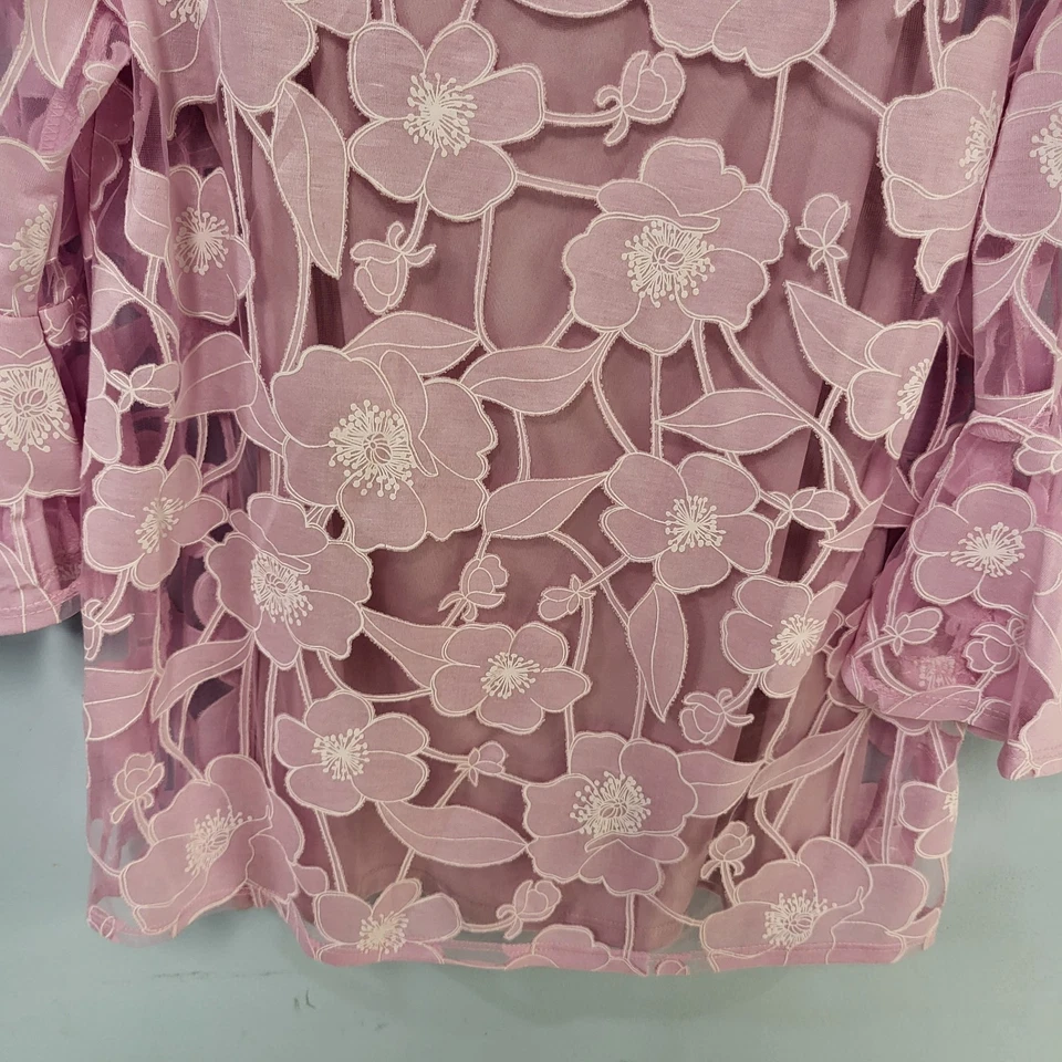 Top Colección NY Talla M Rosa Transparente Floral con Top Rosa Sin Mangas como Forro Campana Foto 4 de 4