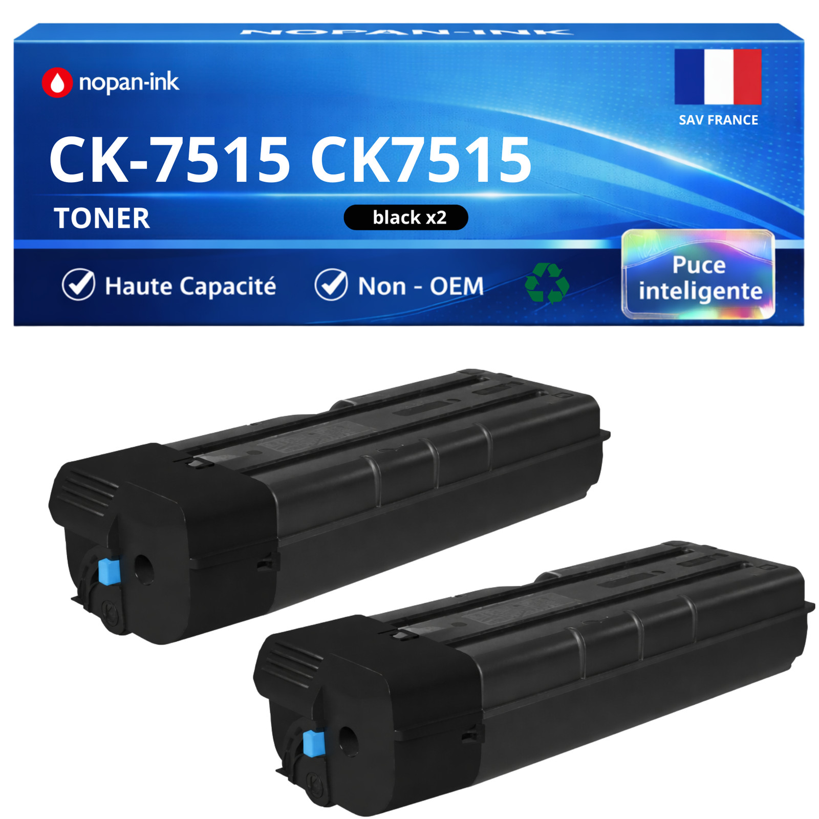 Toner CK7515 Triumph Adler UTAX noir 1T02NJ0UT0 pack de 2 pour impression laser